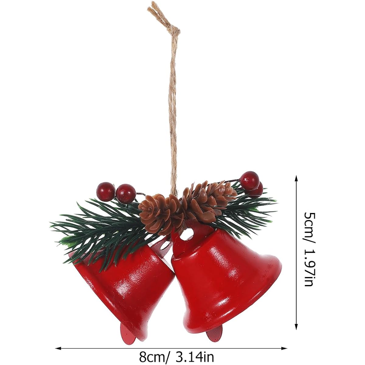 LUOZZY 6pcs Christmas Tree Decorations Metal Bell Pendants Christmas Tree Bells Hanging Ornaments Christmas Party Supplies - Red
