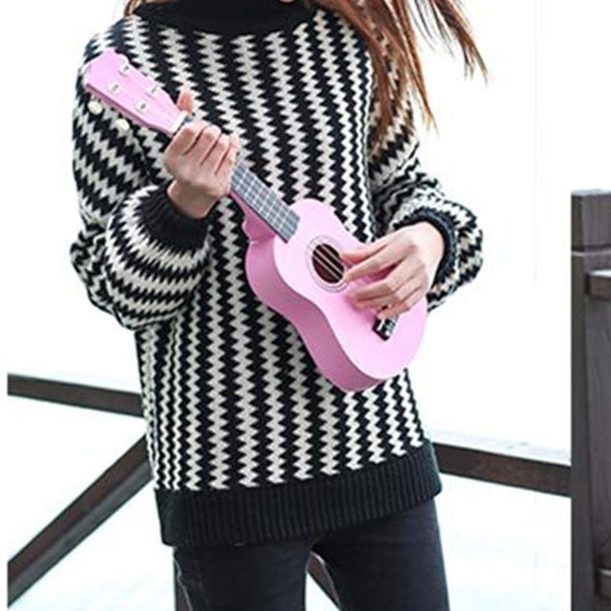 Ukulele 4 String Hawaii Guitar Guitar Instrument for Music Beginners 21 Inch Pink Entry Level Ukulele (Color : Pink, Size : 21 inches)