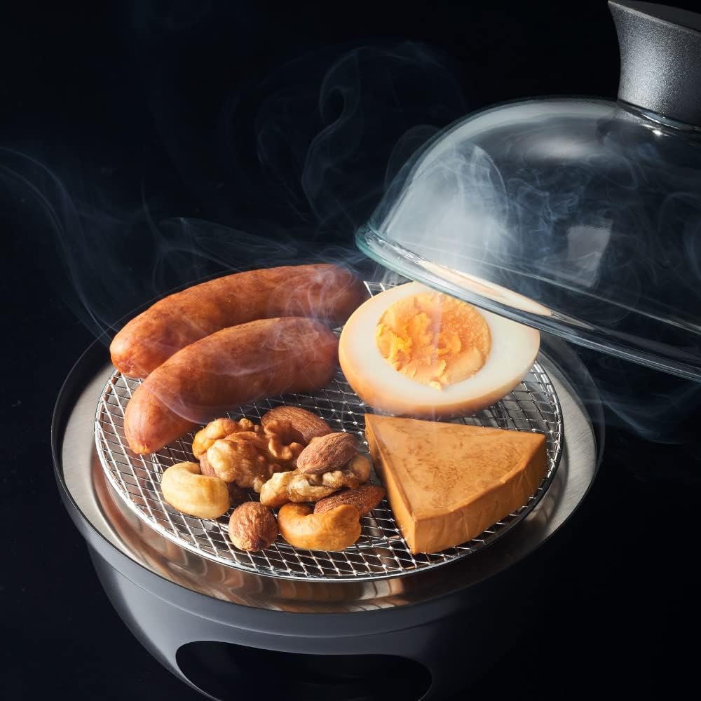 Doshisha Quick Smoker Personal Stainless Steel Net Type Smoked Chips (Sakura) Included Solid Fuel (Sold Separately) Diameter 13cm LivE Black