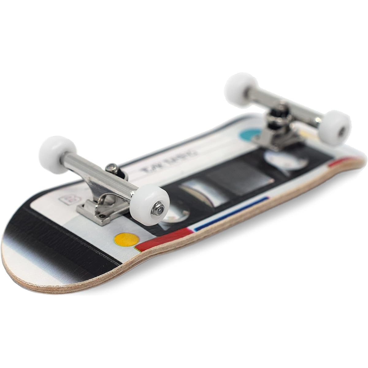 Teak Tuning Full Fingerboard Cassette Tape Edition - Premium Heat Transfer Graphics - Pro Shapes & Sizes - Bearing Wheels Pro Truck 61A Pro Duro Bushings - 32mm x 97mm Deck