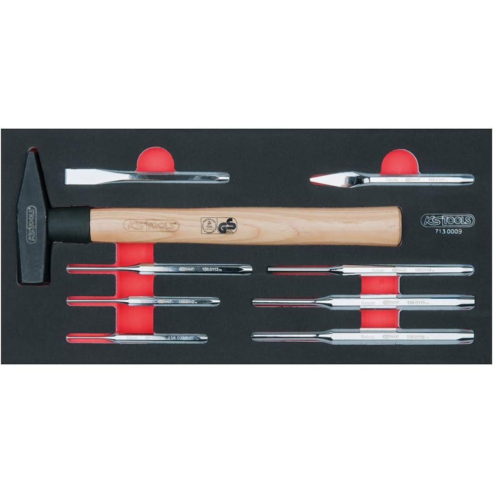 KS TOOLS SCS chisel and hammer set 9 pcs 1/3 system insert 713.0009