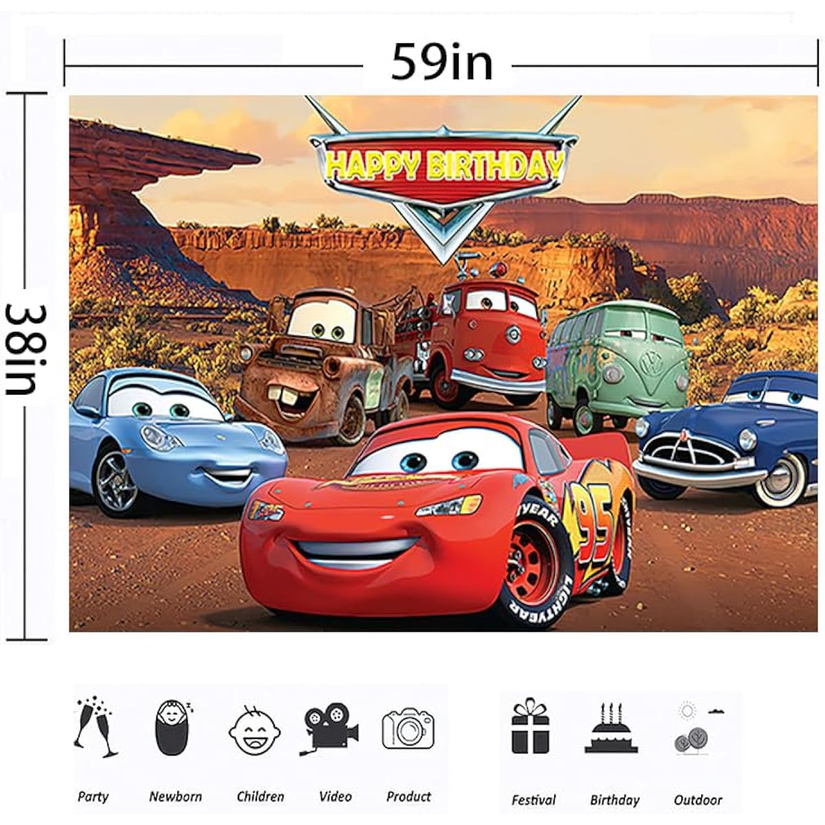 Red Race Car Backdrop Birthday Party Decorations Lightning McQueen Theme Banner Baby Shower Party Supplies 5x3ft