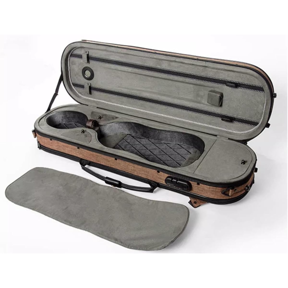 Violin Case, 4/4 Full Size Violin Hard Case, Portable Lightweight Violin Case Backpack with Hygrometer, Carbon Fiber Violin Backpack Professional Handle, Accessory Bag, Violin Backpack, Violin Protection Box, Green