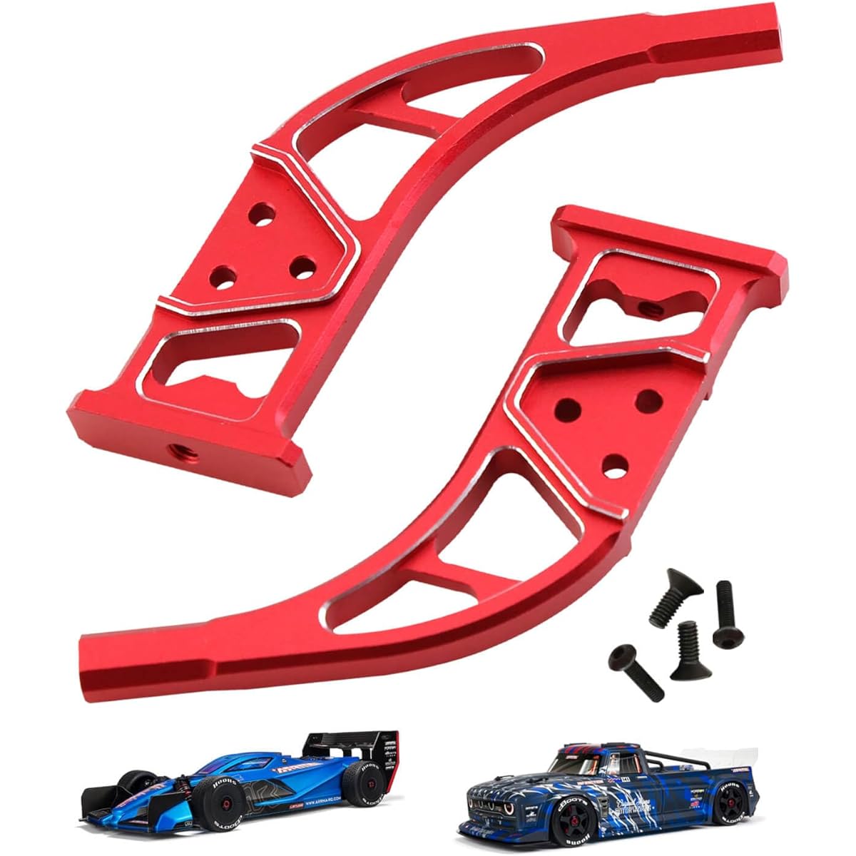 RCMYou Aluminum Rear Wing Mount Upgrade Parts for ARRMA 1/7 Infraction 6S BLX Limitless Alloy Rear Wing Body Mount Support Frame Hop Up, Red