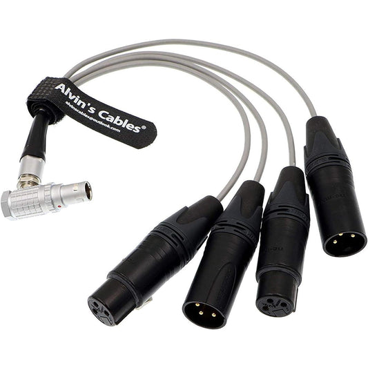 Alvin's Cables Breakout Audio Input Output Cable for Atomos Shogun Monitor Recorder 4 XLR 3 pin to Right Angle 10 pin