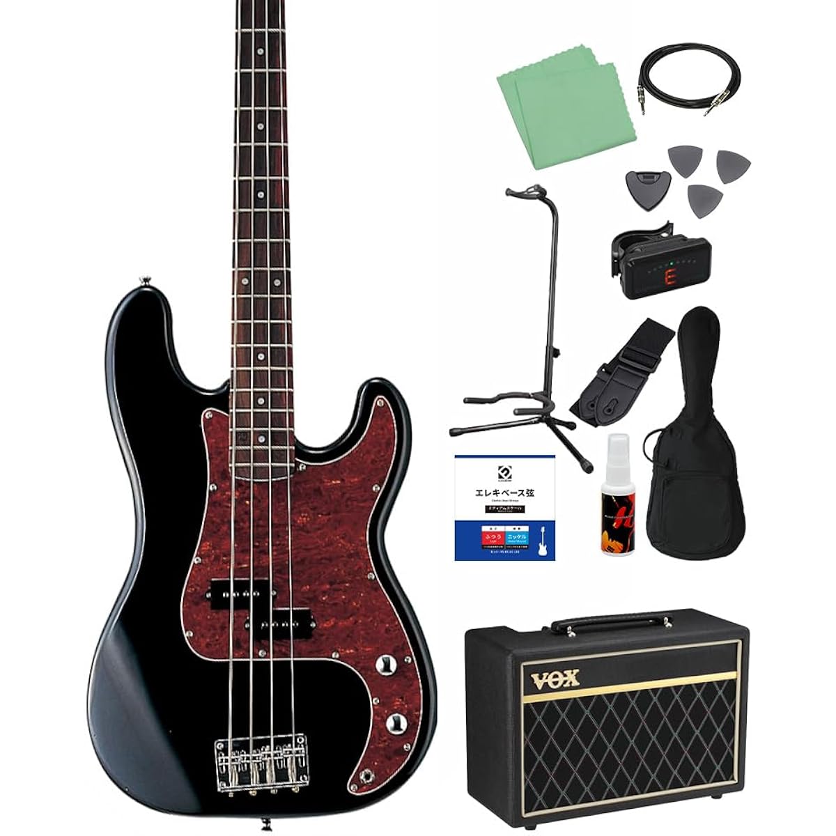 Photogenic PB240 BK Bass Beginner 12-piece set [with VOX amplifier] Precision bass type Photogenic