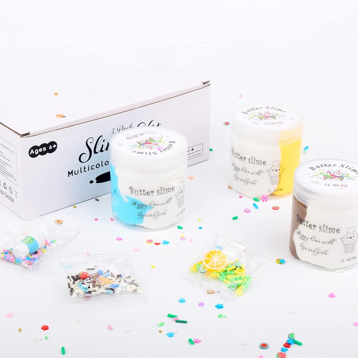 Butter Slime Kit with 3 Pack Slime for Kids, Scented Pig Slime Kit for Girls/Boys, Super Soft Non Sticky DIY Butter Slime, Cute Stuff for Girls Basket Stuffers for Kids