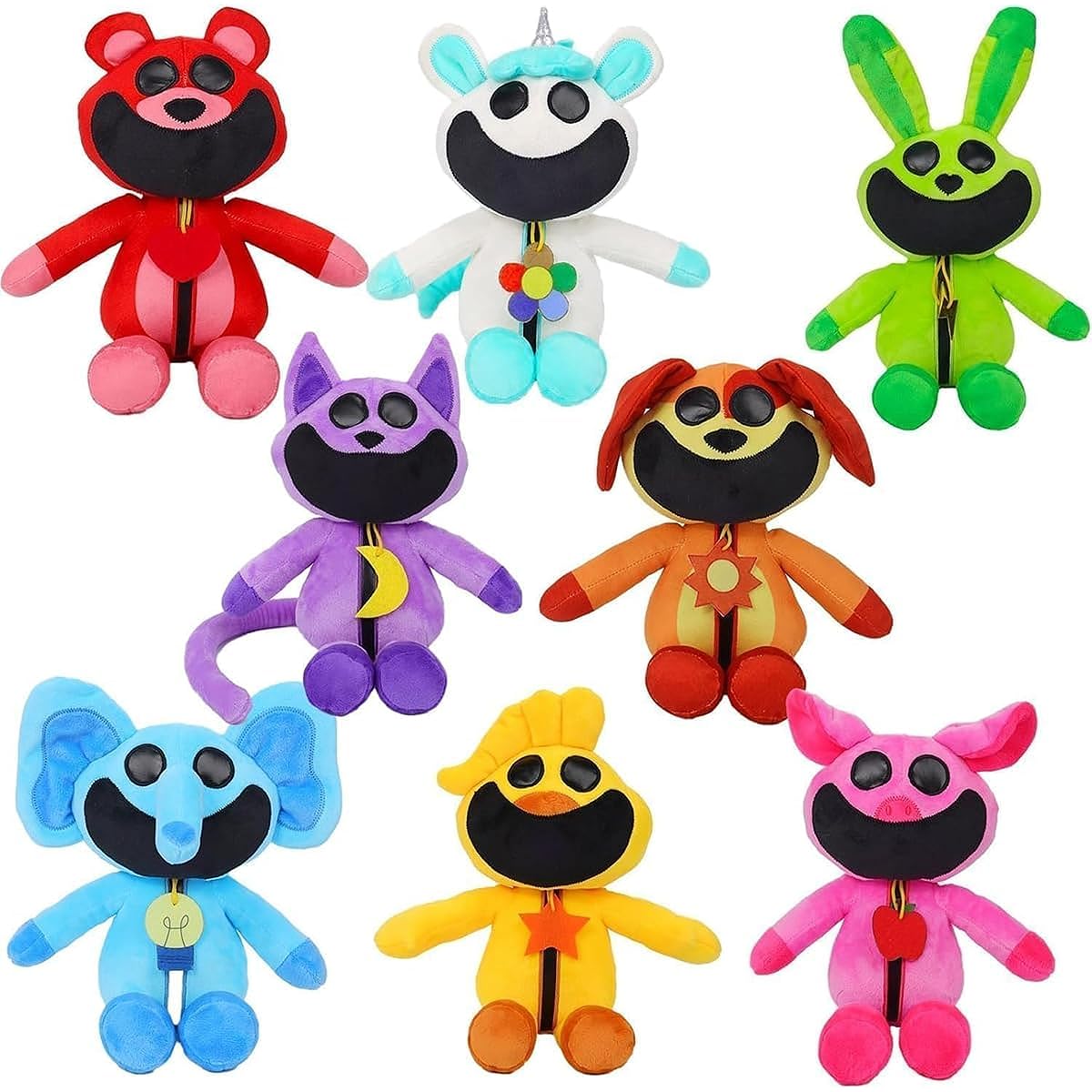 SUANES Cat Nap Plush Toy Smiling Critters Plush Toy Smiling Critters Huggy Wuggie Plush Toy Huggy Wuggie Chapter 3 Cute Cartoon Monster Game Fan Gift Birthday Gift (Pack of 8)