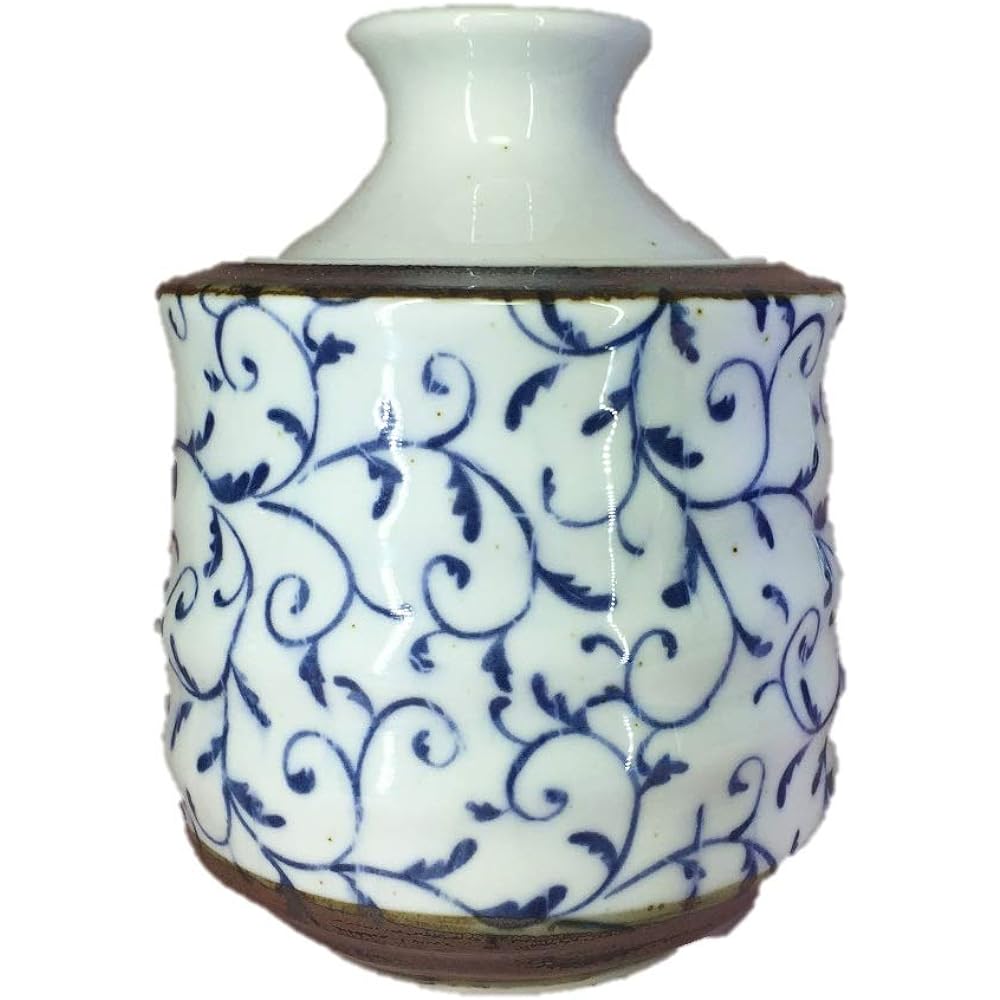 Ale-net Sake Ware, Cold Sake Ware, Tokkuri, Hot Sake, 300ml, Tsuru Arabesque, Sake Warmer, Sake Ware with Heater (Large), Includes 2 Cups, Pottery, Mino Ware