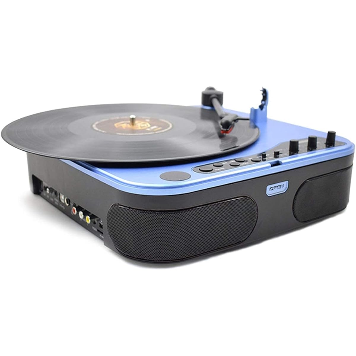 Vinyl Record Turntable, Turntable for Vinyl Records Record Player with Speaker Retro Design Portable Suitcase Blue Restaurant Music Playback Recorder