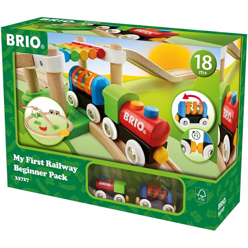 BRIO Railway My First Beginner Set [Total 18 Pieces] Target Ages 1 and a Half Years and Up (Train Toy Wooden Rail) 33727 & WORLD Safari Train [3-Car Set] Target Ages 3 Years and Up (Train Toy Wooden Rail Engine) Car) 33722 [Set purchase]