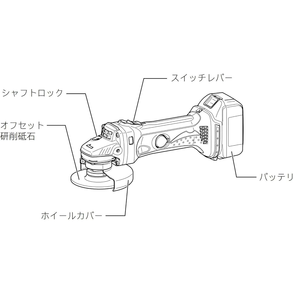 Makita Disc Grinder 18V 100mm Slide Switch Type Battery Charger Sold Separately GA402DZ