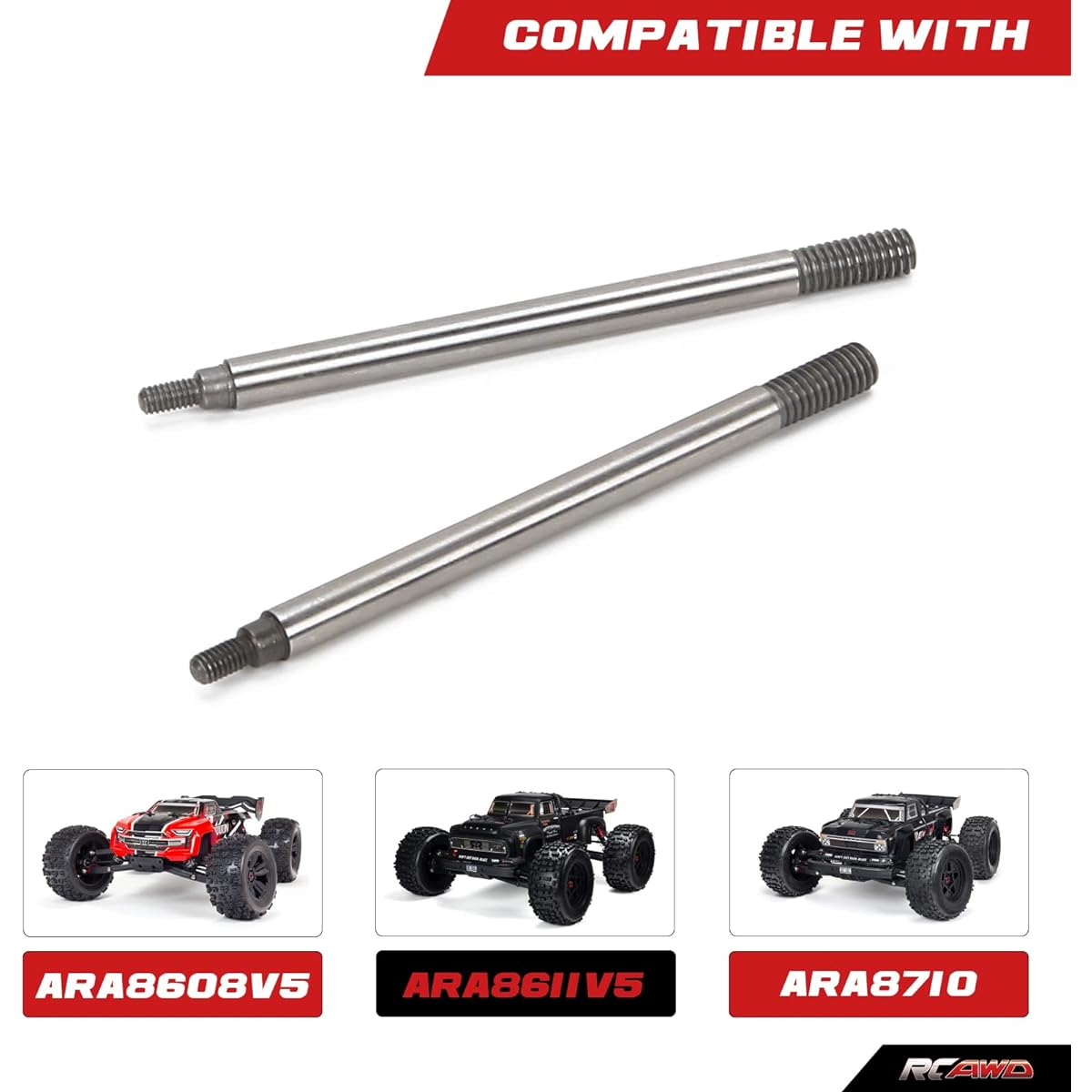 RCAWD Shock Shaft for 1/8 ARRMA Kraton 6S & Notorious 6S & Outcast 6S Upgrade 4X62.5mm Part #AR330490 for ARAC8984