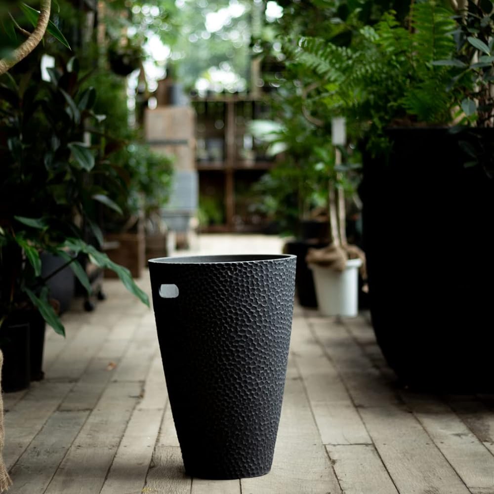 Lead Style Handle Pot 50 Pot with Hole Resin Charcoal φ35×H50cm T-MR50CH