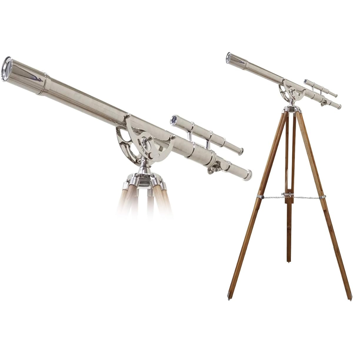 Chrome Double Barrel Brass Telescope Tripod Stand for Adriana Harbor Master Restro Telescope