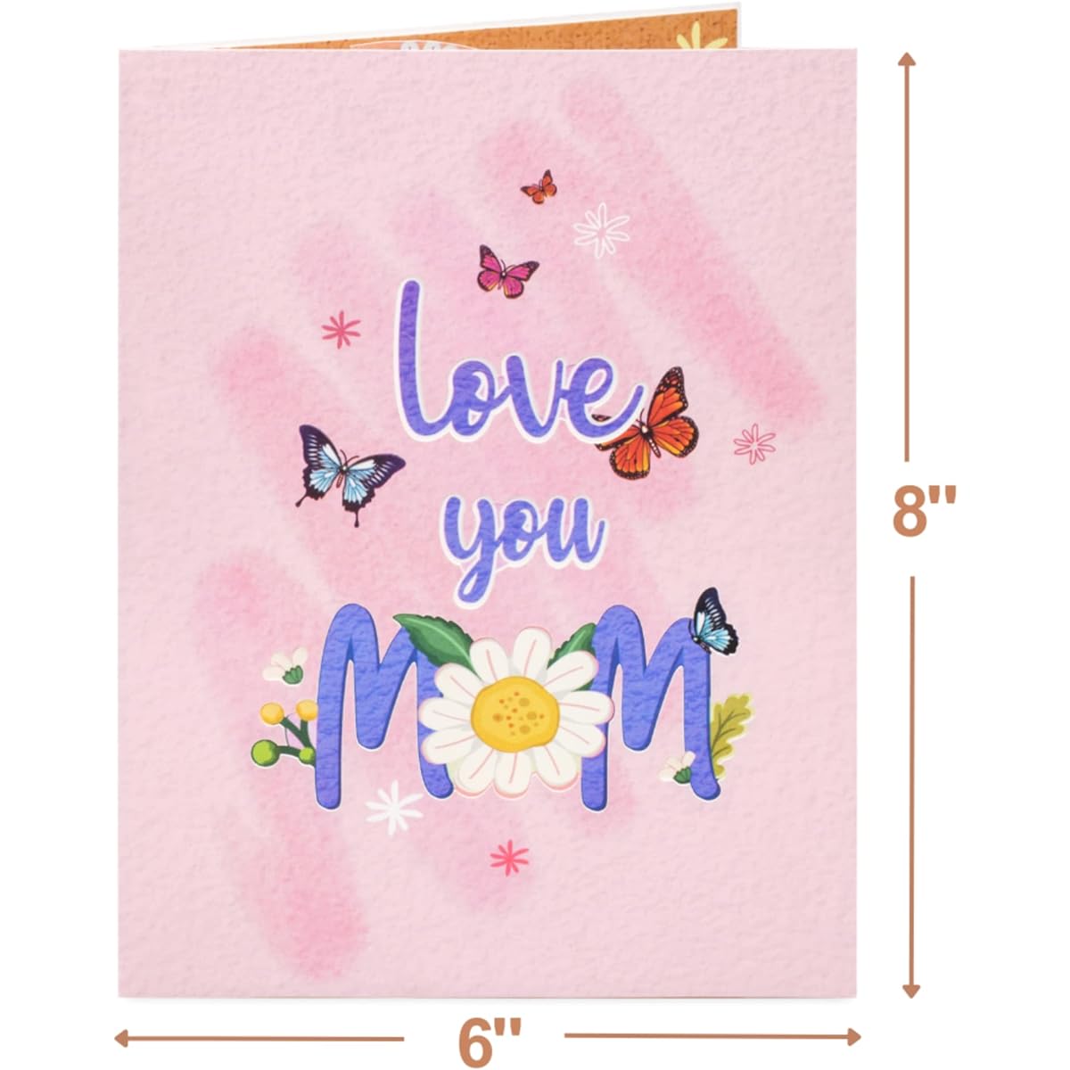 Paper Love Frndly Pop Up Mother's Day Card Love Mom Butterfly Handmade Recycled Eco Friendly 8" x 6" Cover with Removable Note Tag