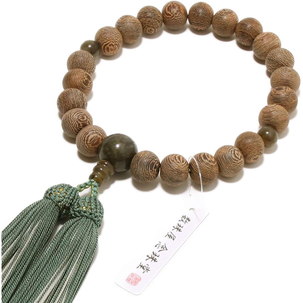 Prayer beads made in Japan > Men's striped iron sword (Tagaya-san) Labradorite Pure silk tassel Comes with a prayer bead bag Handmade prayer beads that can be used by all sects Luxury Domestic prayer beads [Long-established prayer beads manufacturer foun