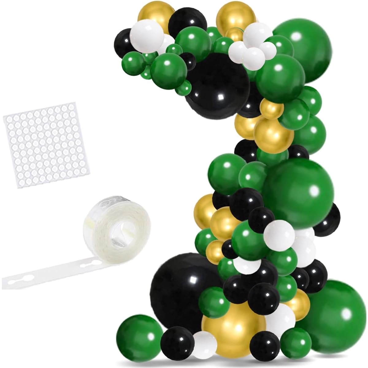 Dark Green Black & Gold Balloon Arch Kit - 122pcs Green Black White Gold Balloons Football Birthday Party Balloons for Men Boys Video Game Birthday Safari Baby Shower New Year Party Decorations