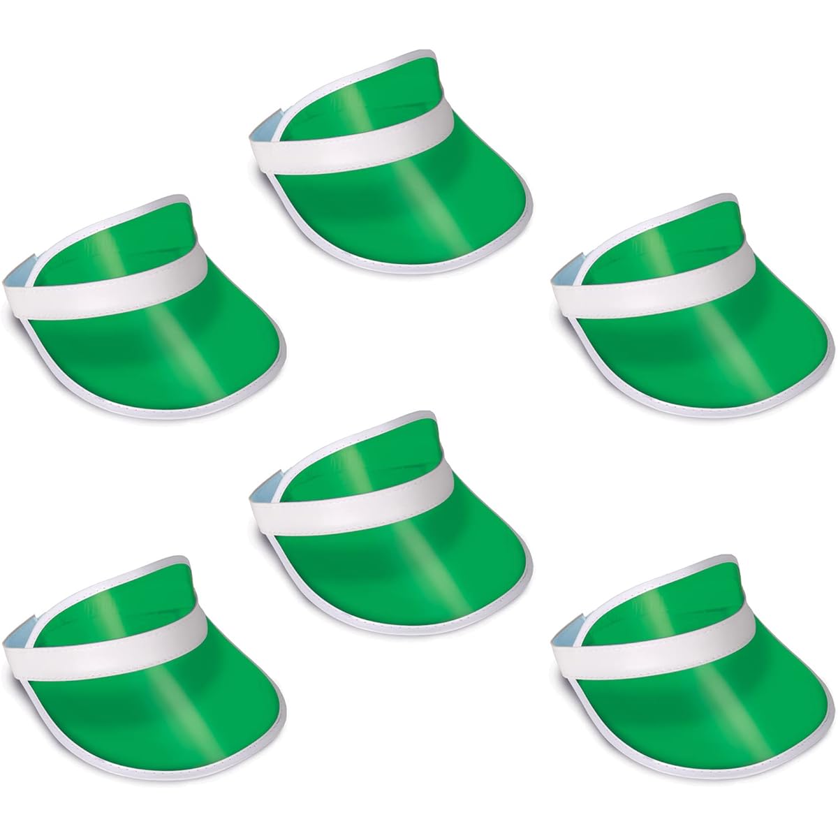 [Beistle] S60313-GAZ6 Clear (6 pieces) Plastic Dealer Visor, White/Green