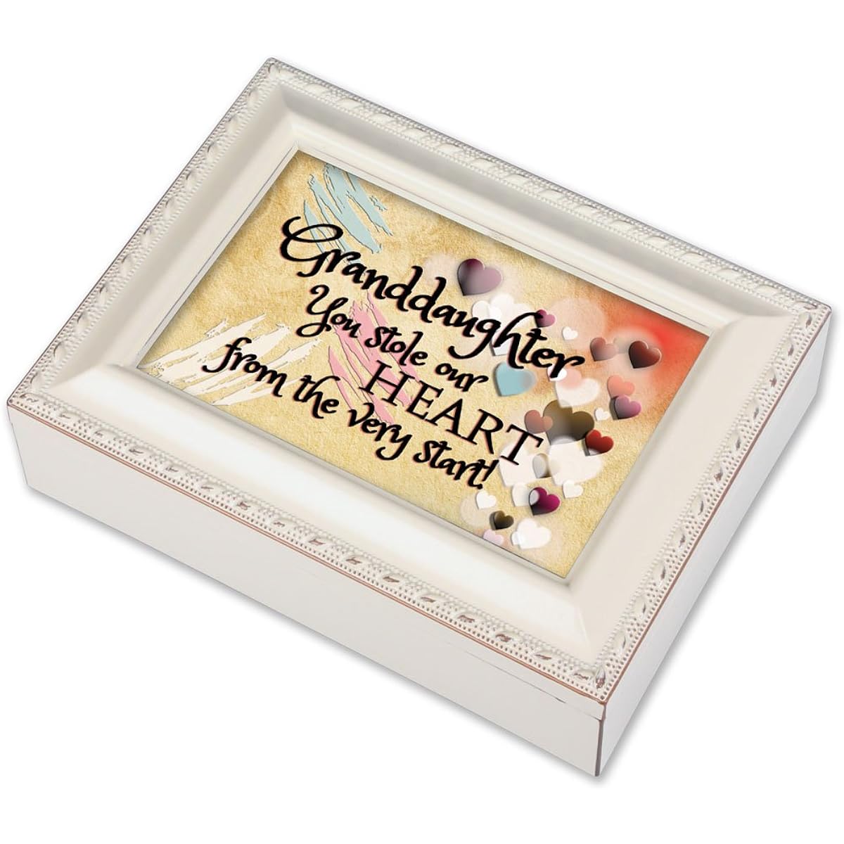 Cottage Garden Granddaughter Ivory Music Box / Jewelry Box Plays You Light Up My Life by Cottage Garden