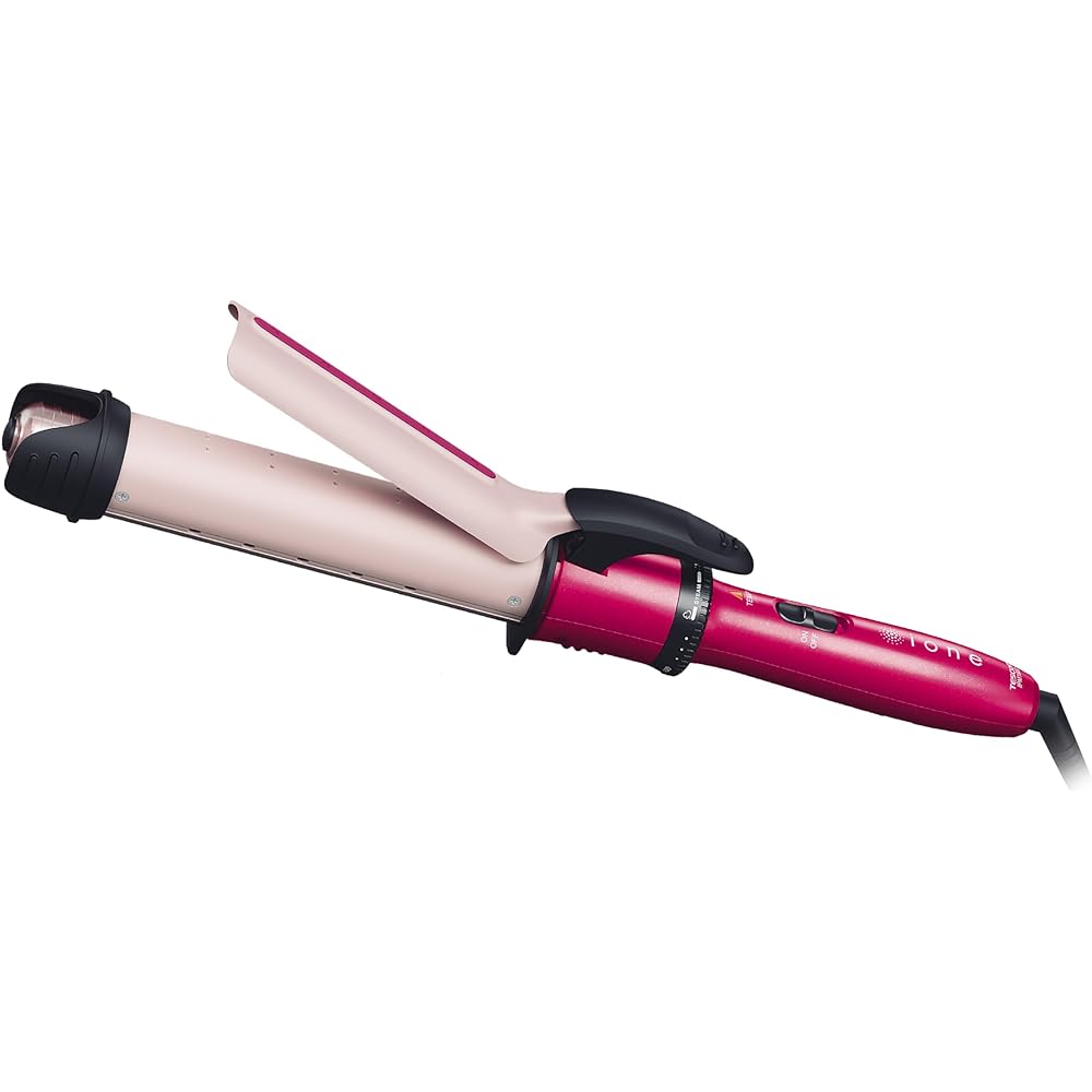 Tescom Curling Iron 32mm Temperature Adjustment/Steam/Auto Power Off Easy Plug Sparkle Pink IPM1832 P