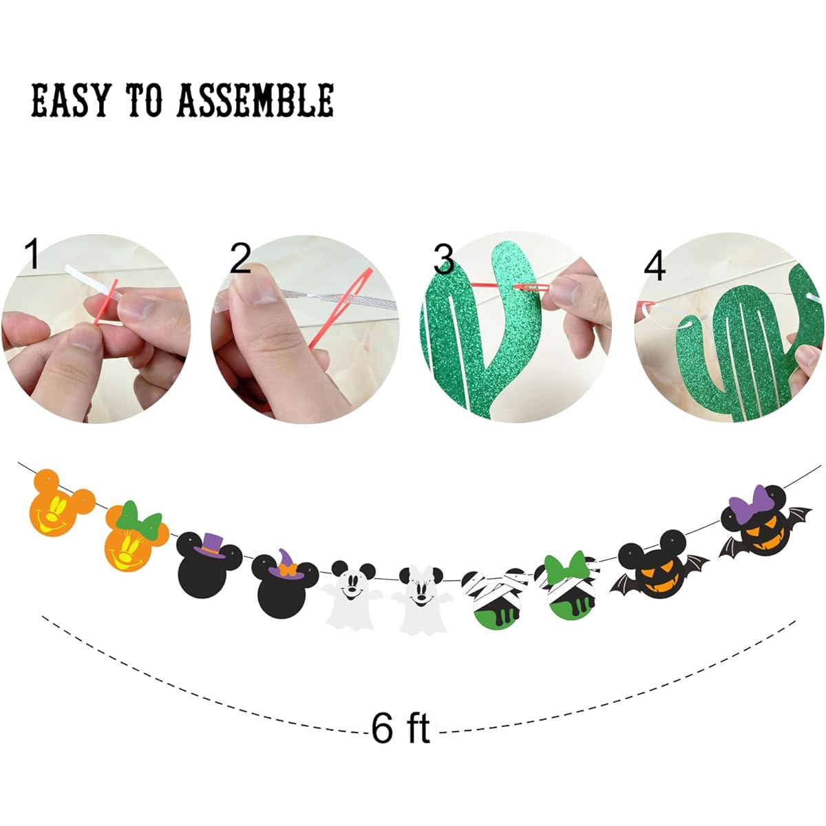 Mickey-style Halloween garland banner Mickey Minnie Halloween decorations Mickey Minnie theme Halloween party Birthday party
