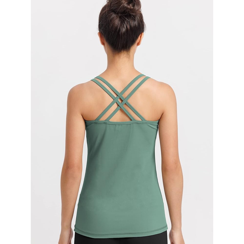 [Loopa] Double Strap Camisole with Cup Yoga Wear Hot Yoga Fitness Sports Absorbent Quick Drying Deodorizing UV Protection Stretch
