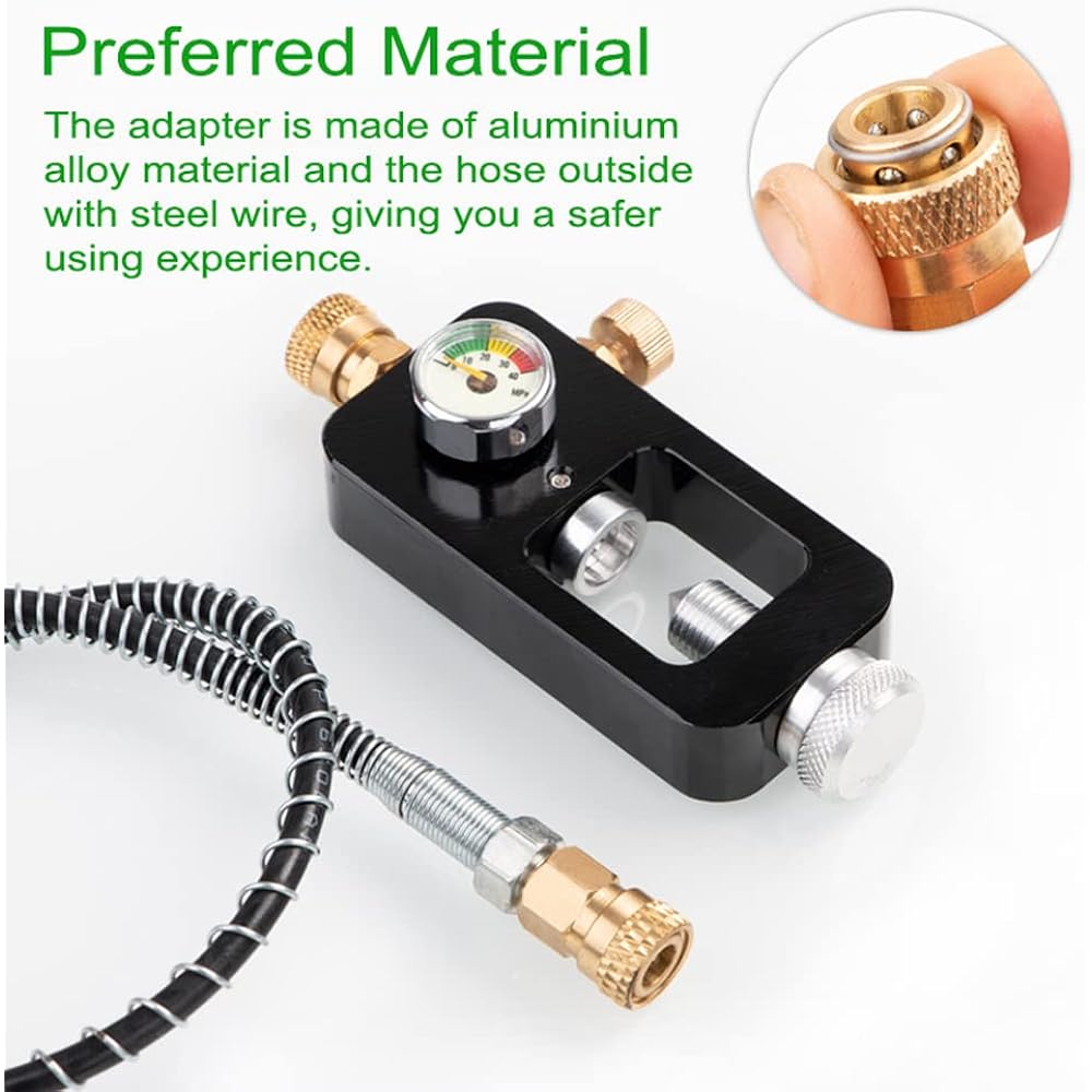 Aomiun Outdoor Easy Install Scuba Diving Tank Refill Adapter Set Practical Outdoor Diving Accessories with Oxygen Cylinder Adapter Pressure Gauge Hose
