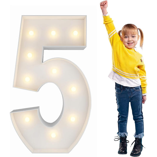 3ft Marquee Light Up Numbers Precut Frame Giant Marquee Number 5 Mosaic Numbers for Balloons 15 Years 25 Years 50 Years 65th Birthday Decorations for Women Men 50th Anniversary Decorations Party Decorations