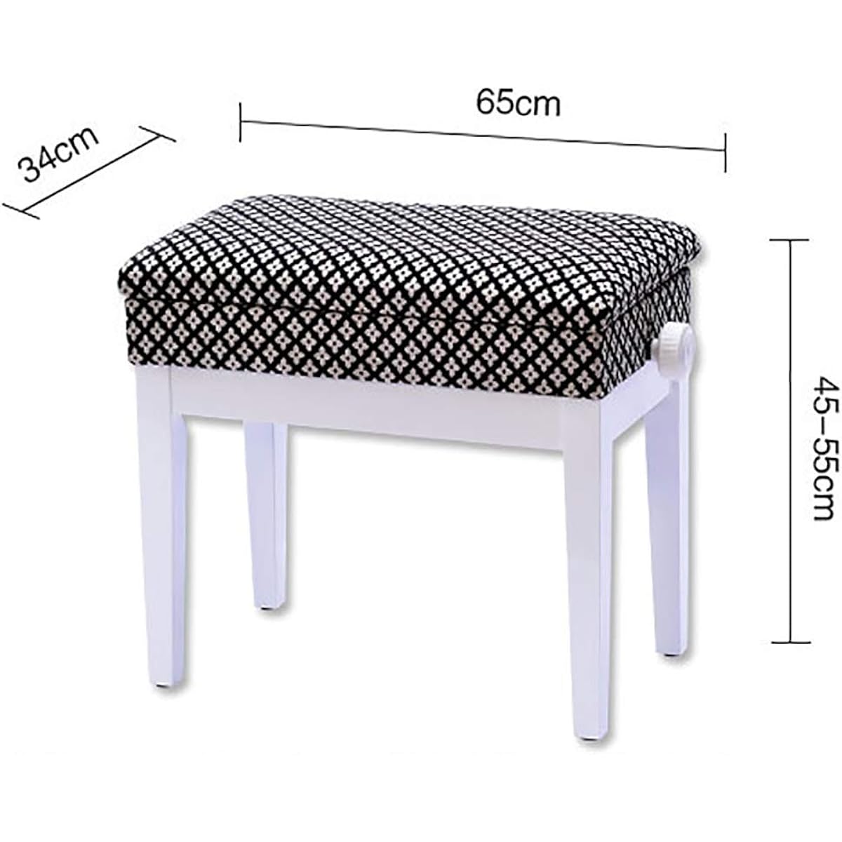 Comfortable and textured Bookshelf lifting stool and solid wood single linen cloth art lifting piano stool Elegant piano stool (Color: Black1, Size: 65x34x45cm)
