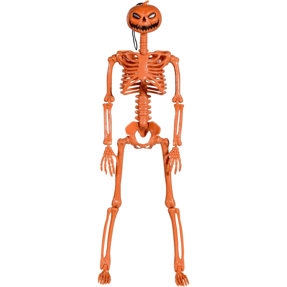 XONOR Halloween Poseable Skeleton, Halloween Pumpkin Head Full Body Skeleton with Movable Joints for Haunted House Props Decoration 1pc
