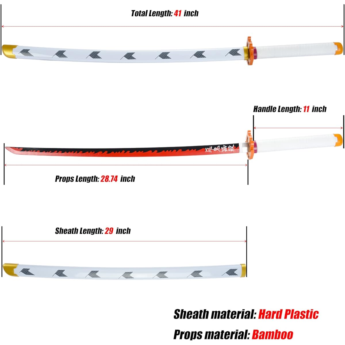 Rengoku Sword Demon Slayer Sword - 41 inch Anime original texture for role playing collection