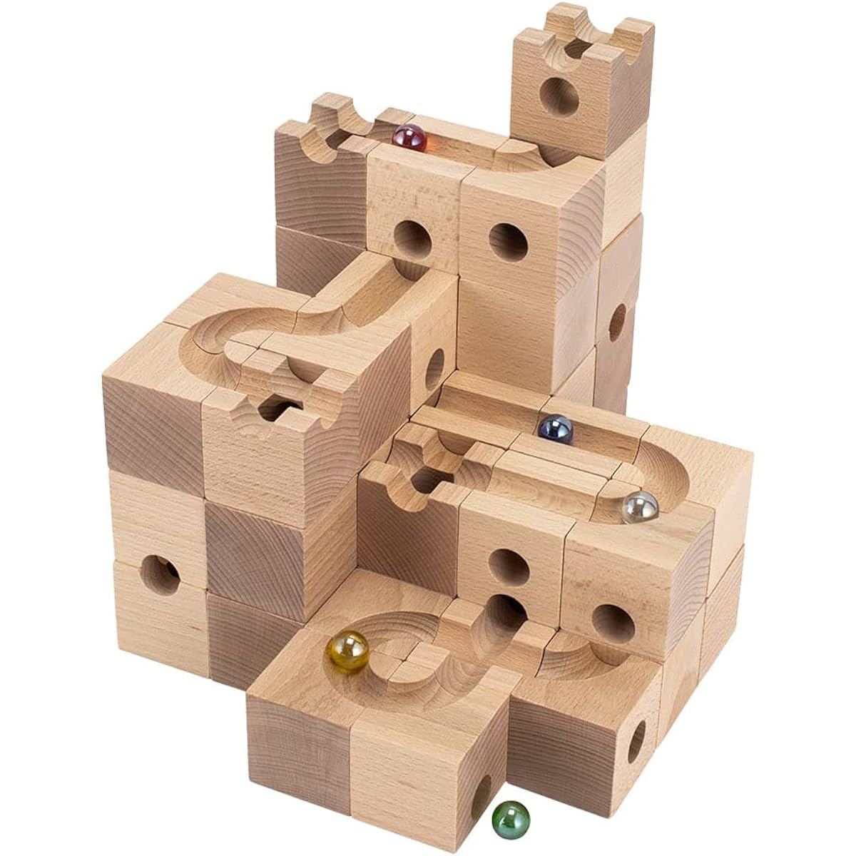 Cuboro Standard 50 50 cubes Large capacity set 204 Ball Path Ball Tower Kids Wooden Toys Building Blocks Cuboro Blocks Starter sets [Parallel import goods]