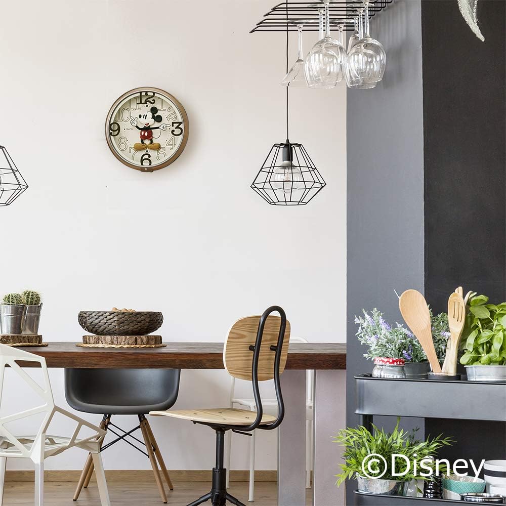 Seiko Clock Wall Clock Character Disney Mickey Mouse Analog 6 Songs Melody Mickey & Friends Disney Time Brown Metallic FW576B