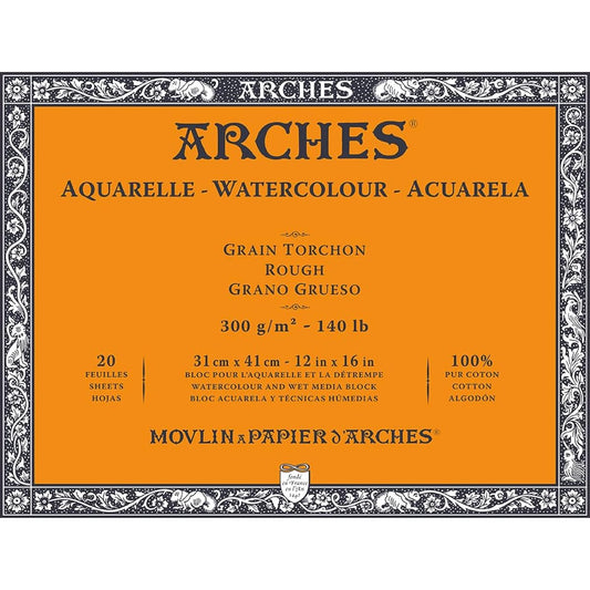 Arches Watercolor Paper Block 300g Coarse 31X41cm 20 Sheets (1795087)