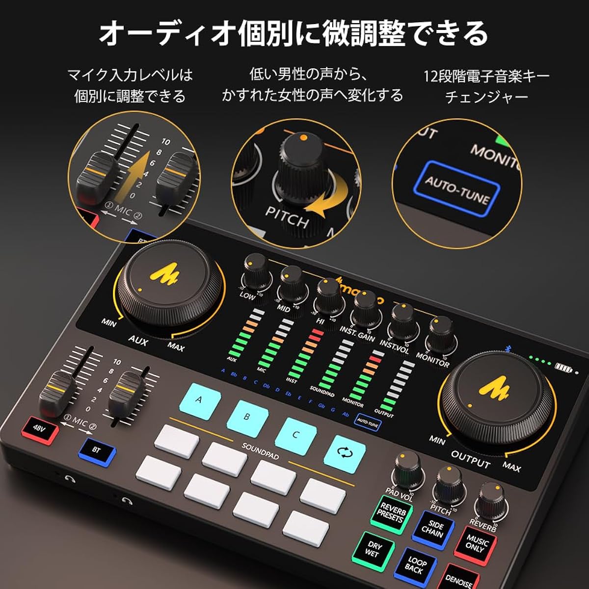 /6.35 Connection Portable All-in-One Podcast Set Compact Distribution Equipment XLR Microphone Included Suitable for Live Broadcasts on YouTube, TikTok, Facebook, etc., Guitar Practice Compatible with Android, iOS, Windows, and Mac OS (MAONOCASTER AME2A)