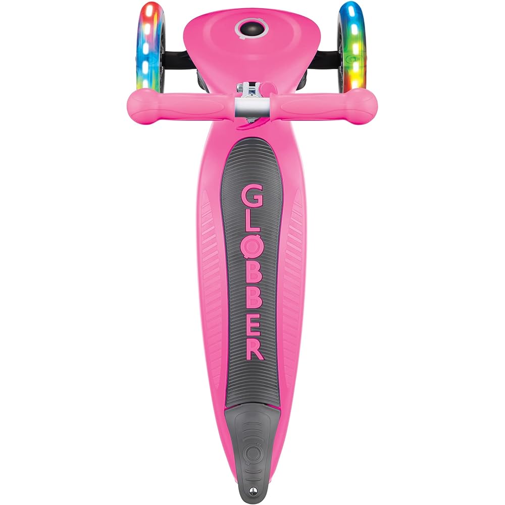GLOBBER Kickboard Flash Glowing 3 Wheel Foot Brake Outdoor Play Children Vehicle Kick Scooter Primo/Foldable/Light Pink WLGB432110