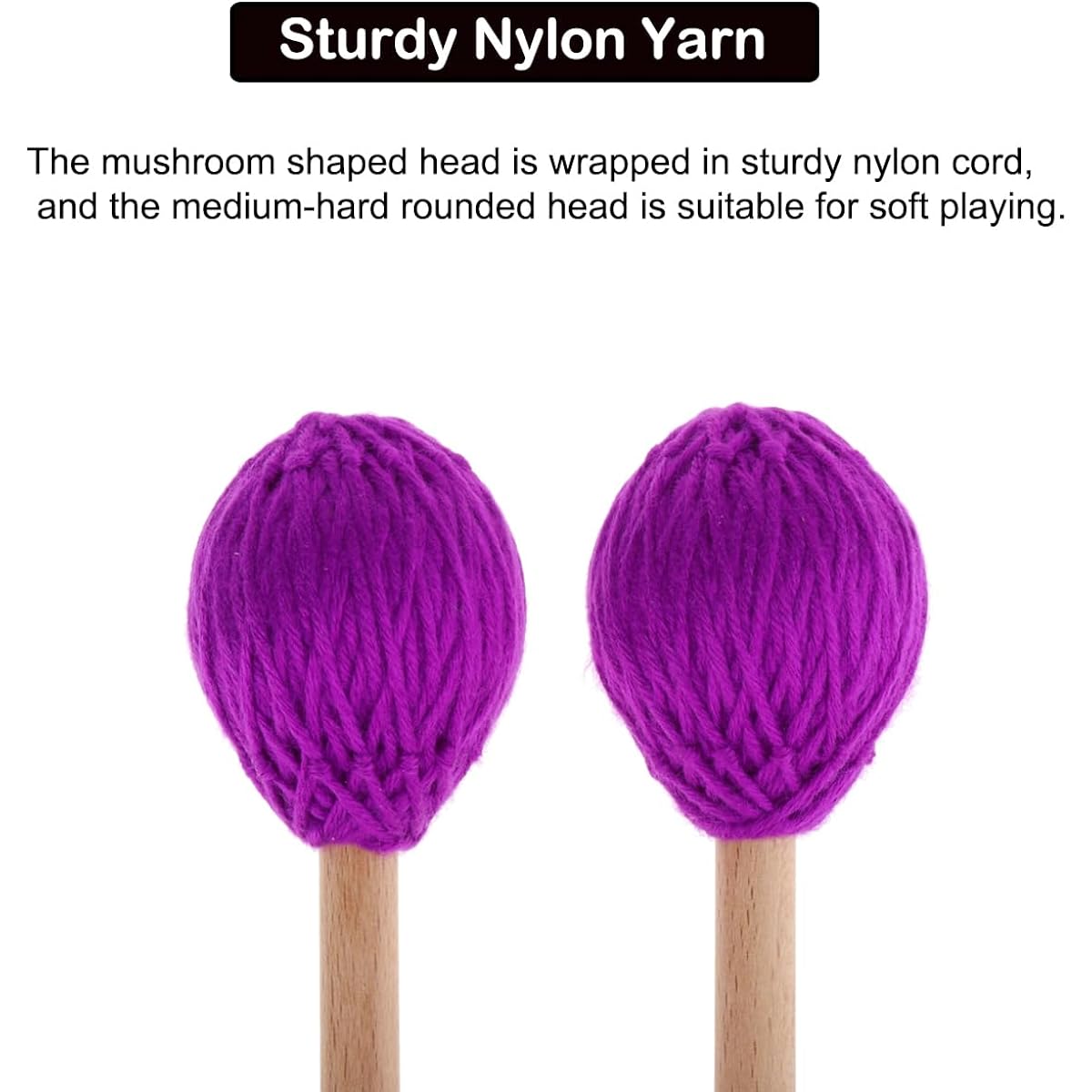 Marimba Percussion Mallets Medium Keyboard Hard Yarn Head Maple Wood Handle Drumsticks 1 Pair