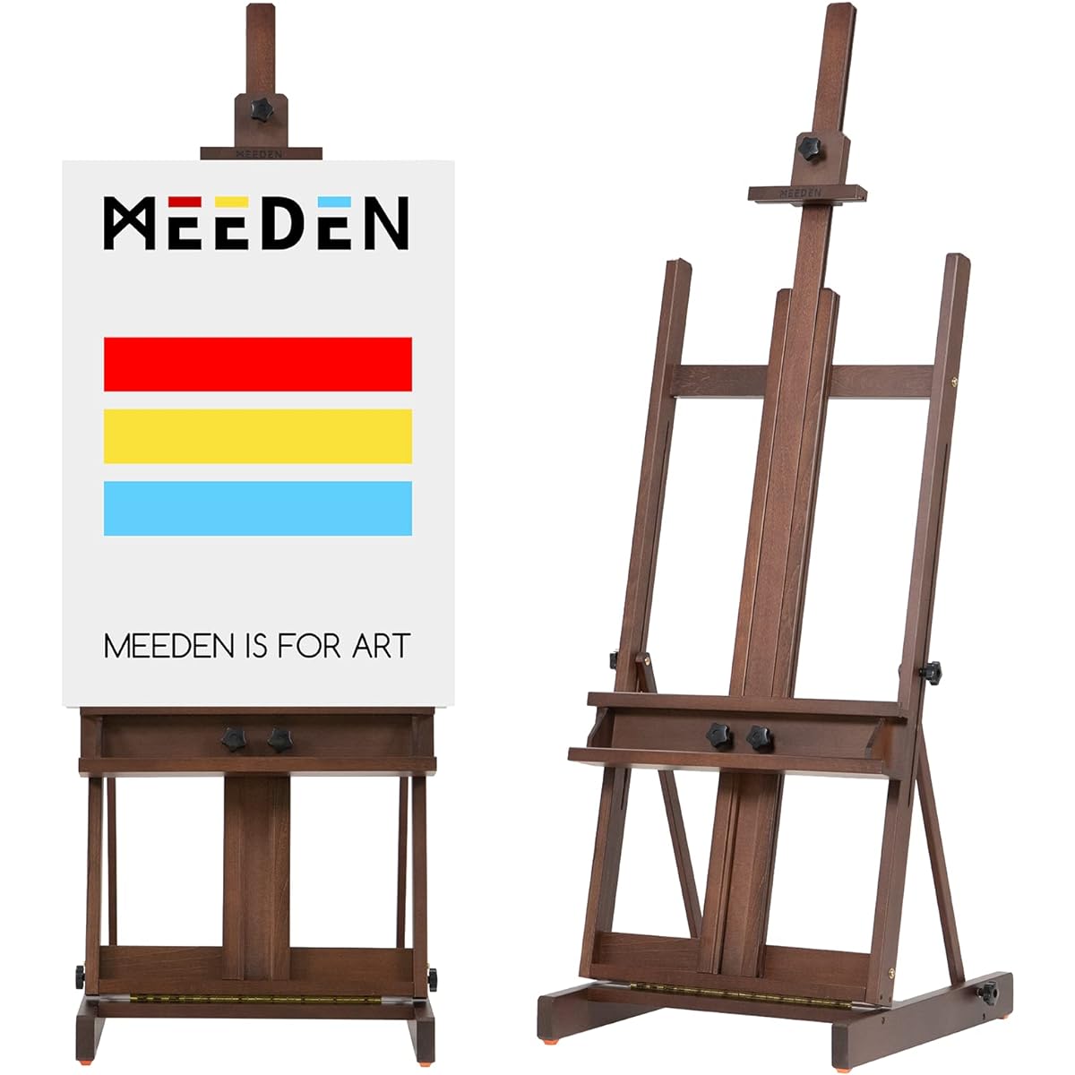 , Adjustable Height, Accommodates Canvases up to 198cm, Foldable for Storage, H-Shaped Frame, High Stability, Wooden Easel, Stand Easel, Studio Easel, Sketch Easel, For Fine Arts, For Painting, For Office Use, For Artists, Students, Adults, Reddish Brown