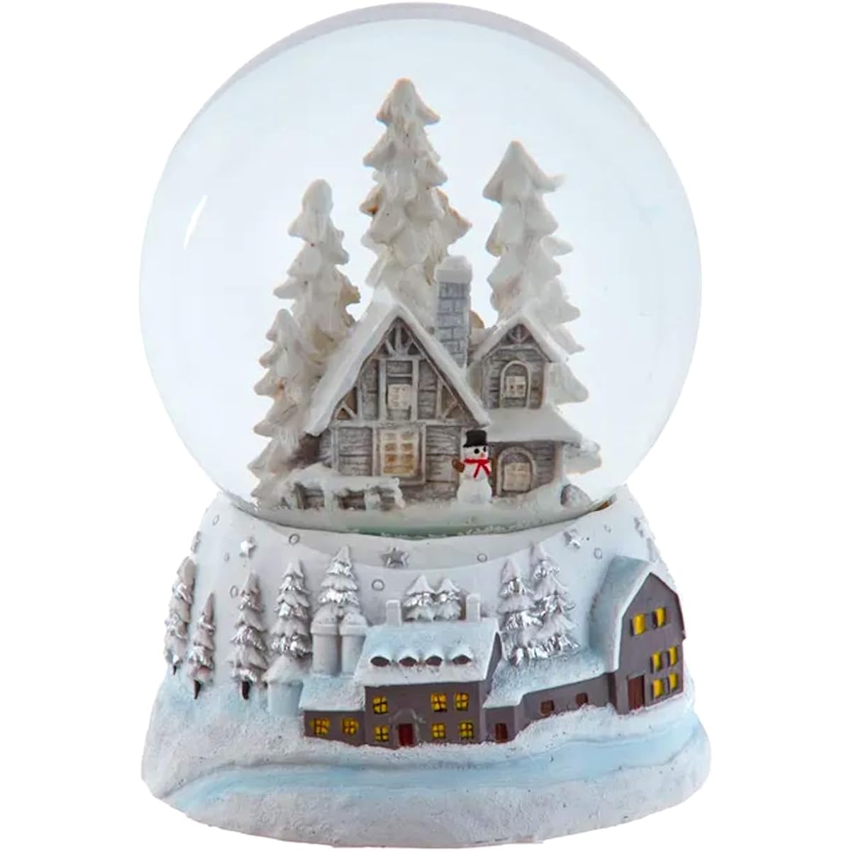 The Bridge Collection 4.75" Winter Farmhouse Snowman Snow Globe - Musical Snow Globe - Home for the Holidays
