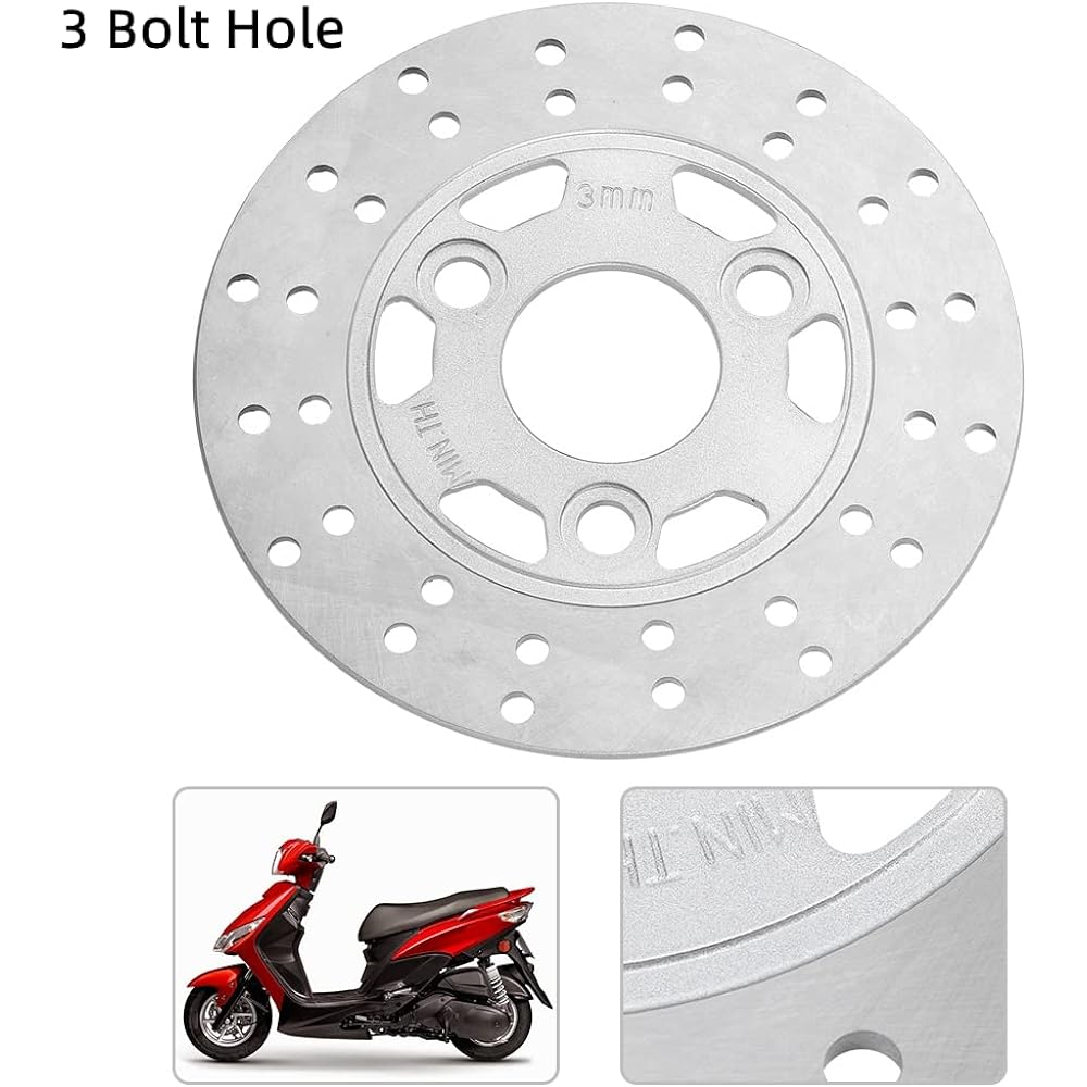 Qiilu Motorcycle Brake Disc 3 Bolt Pattern 155mm Disc Brake Rotor for GY6 Scooter Moped Z50 Z50A Z50J DR11