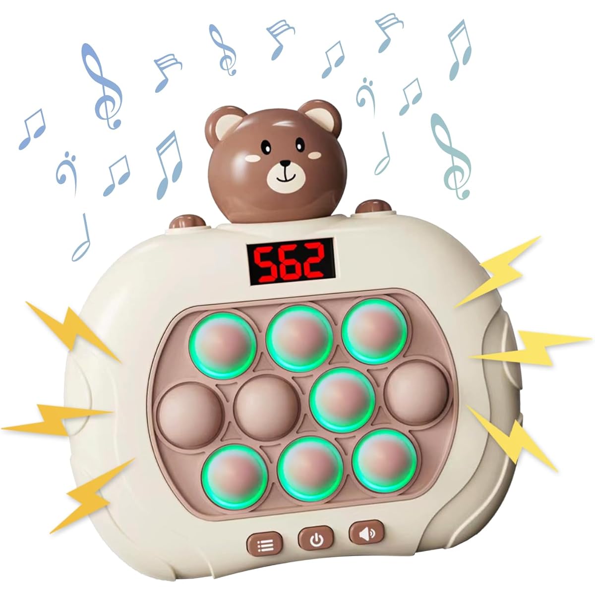MHM's Bubble Popper Pro LED 3.0 Fast Push Pop It Game - Sensory Toy for Kids with Autism | Handheld Game Console with Pop It Pro Controller | Quick Push Bubble Fan (Brown Bear)
