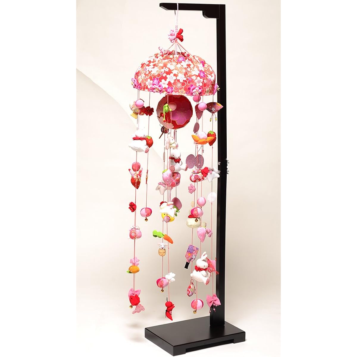 Hanging Dolls Temari and Sakura Rabbit (Large): With stand