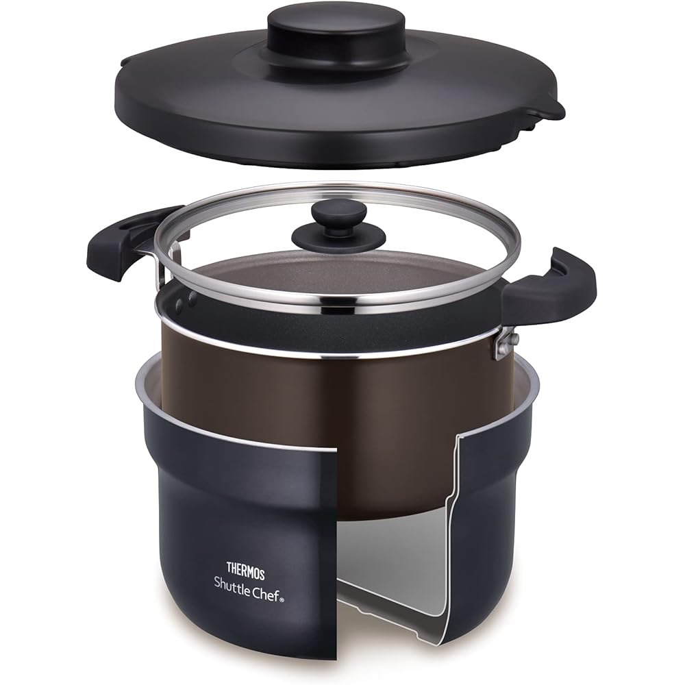 Thermos Vacuum Heat Insulation Cooker Shuttle Chef 2.8L (for 3-5 people) Cool Gray Cooking Pot Fluorine Coating KBJ-3001 CGY