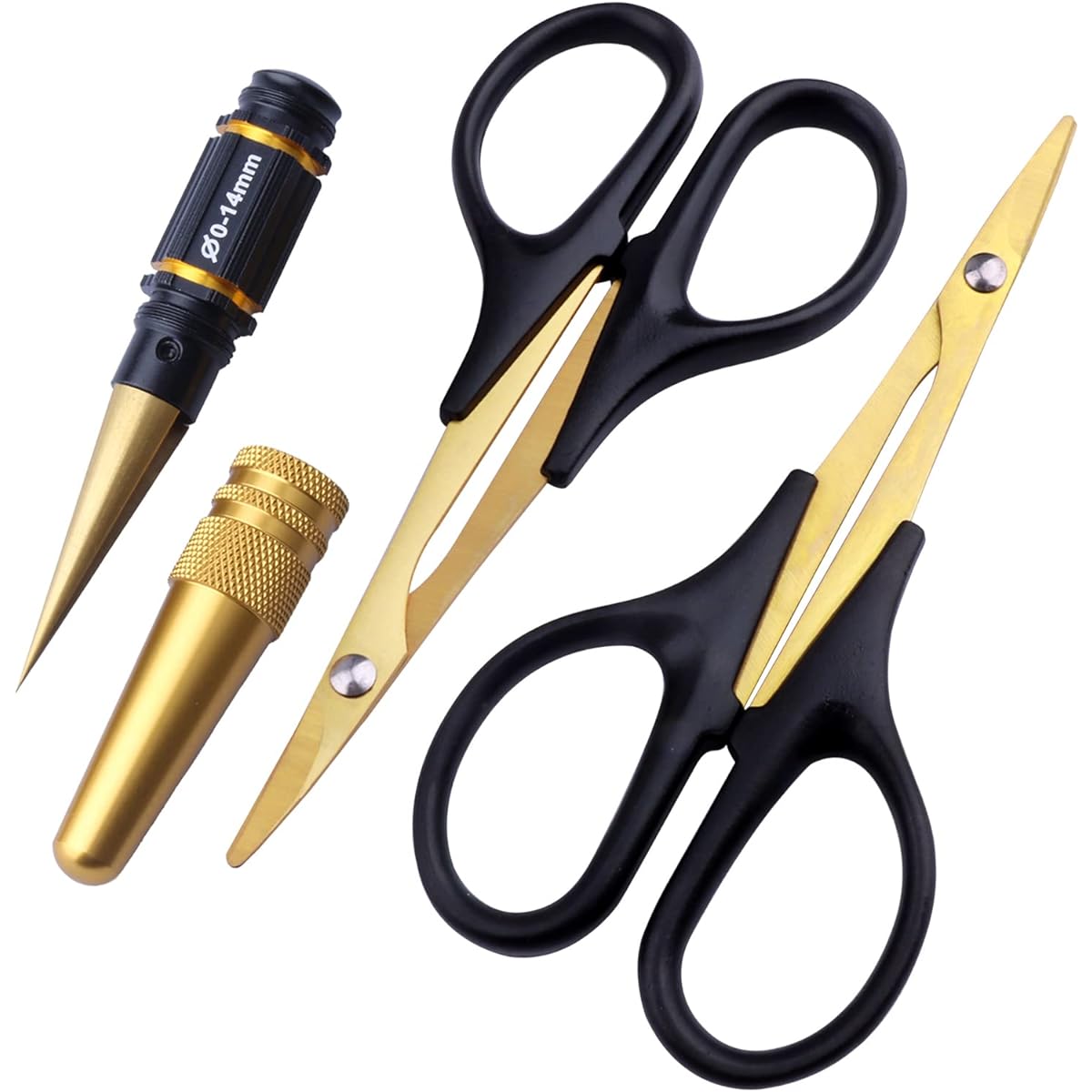 RC Body Reamer 0-14mm Hole Puncher Curved Scissor & Straight Scissor RC Car Body Mount Combo Set (3 Pack)