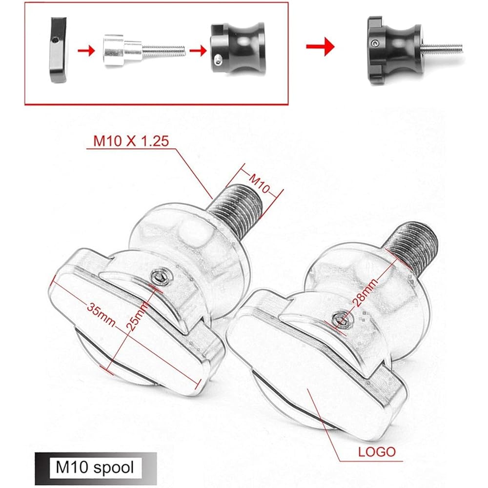 Stand Screw Slider Motorcycle CNC Accessories Cover Swing Arm Spool Slider Bracket Screw Compatible with Kawasaki Vulcan S650 2015-2019 2018 2017 2016 (Color: Red)