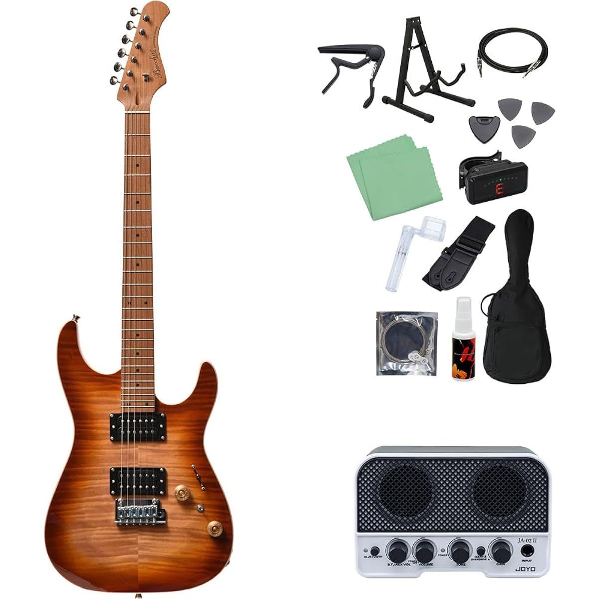 Bacchus IMP24 FMH-RSM/M N-BR-B 14-piece electric guitar beginner set [with Bluetooth mini amp] Stratocaster type Universe series Bacchus