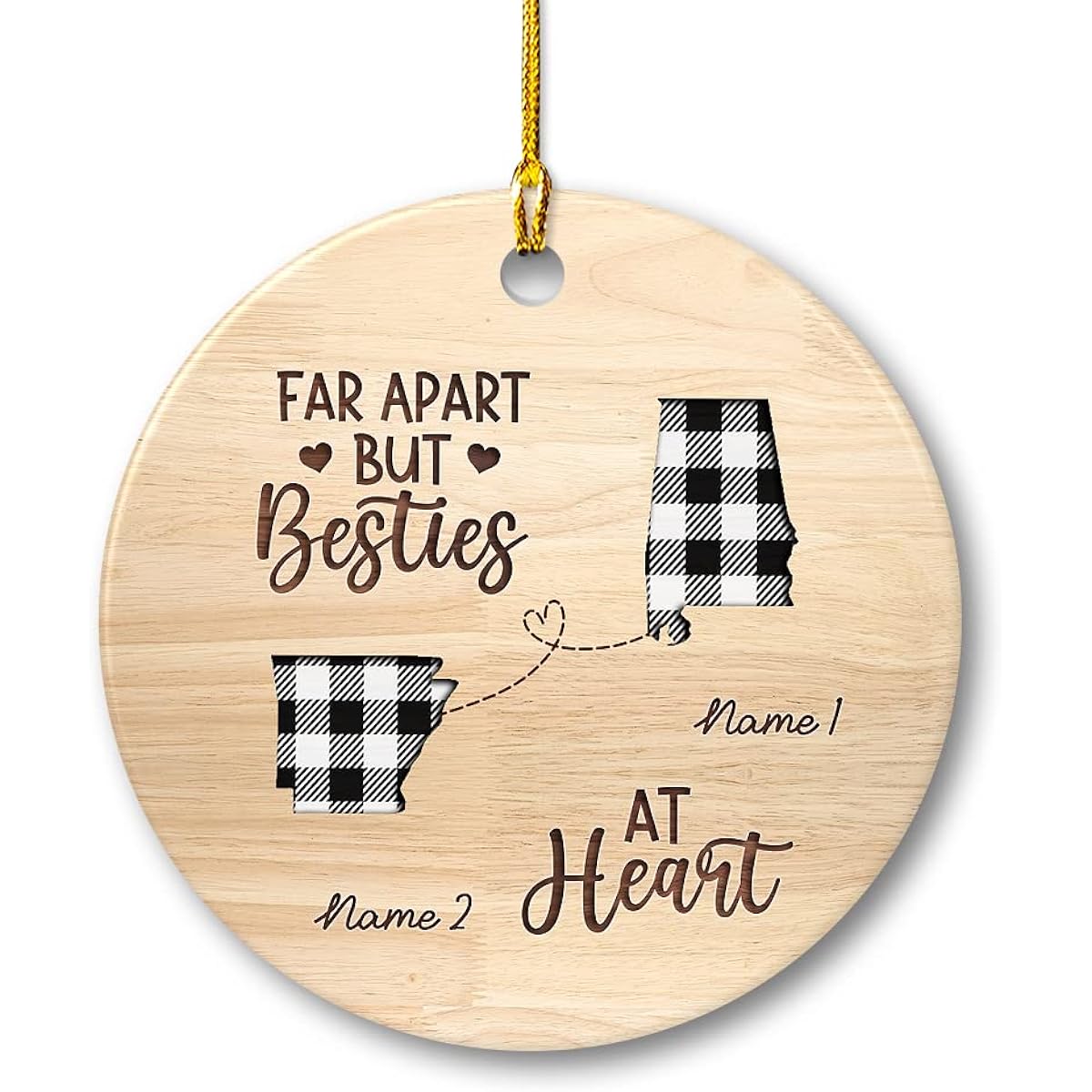 SANDJEST Personalized Best Friend Ornament Ceramic Ornament 2022 Distant Friendship Christmas Gift Idea Bestie Soul Sister White Style Circle Ornament