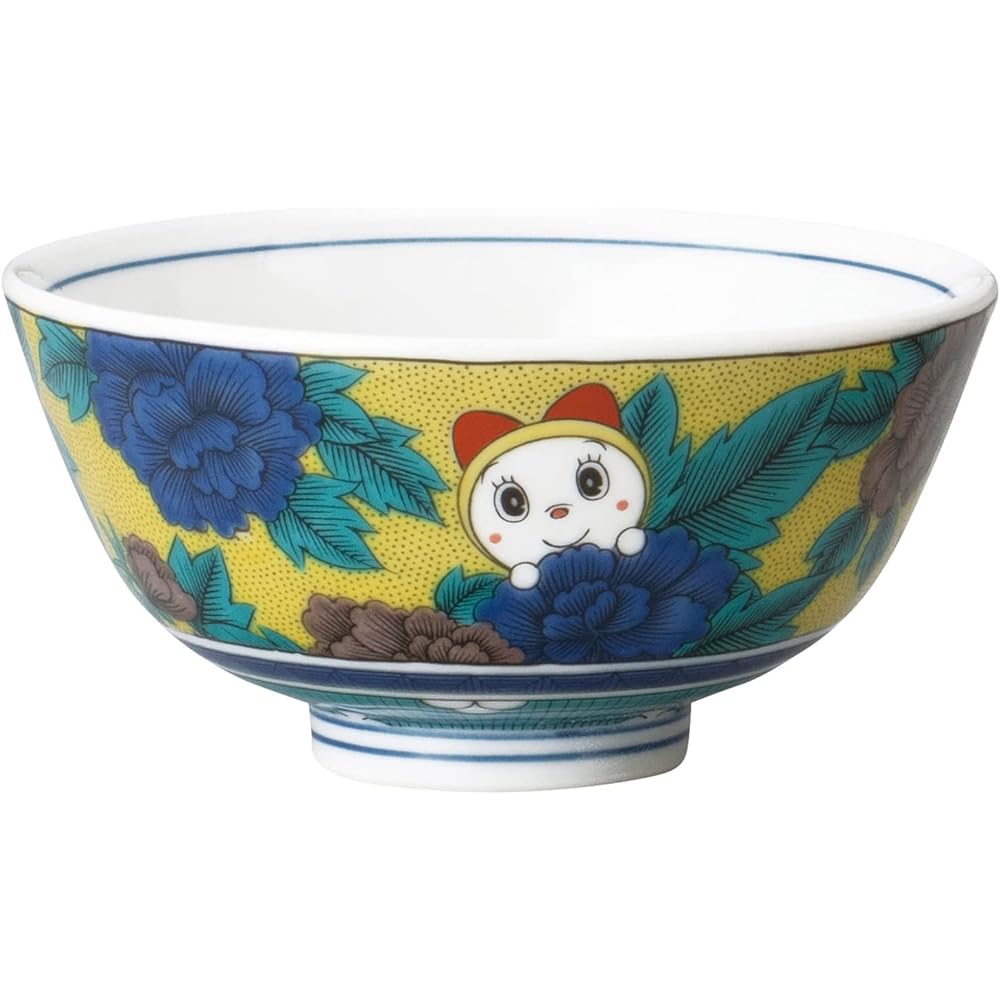 Kinsho Pottery "Doraemon" Tea Bowl Approx. 12cm Kutani Ware Yoshidaya Style Four Colors Made in Japan 008161
