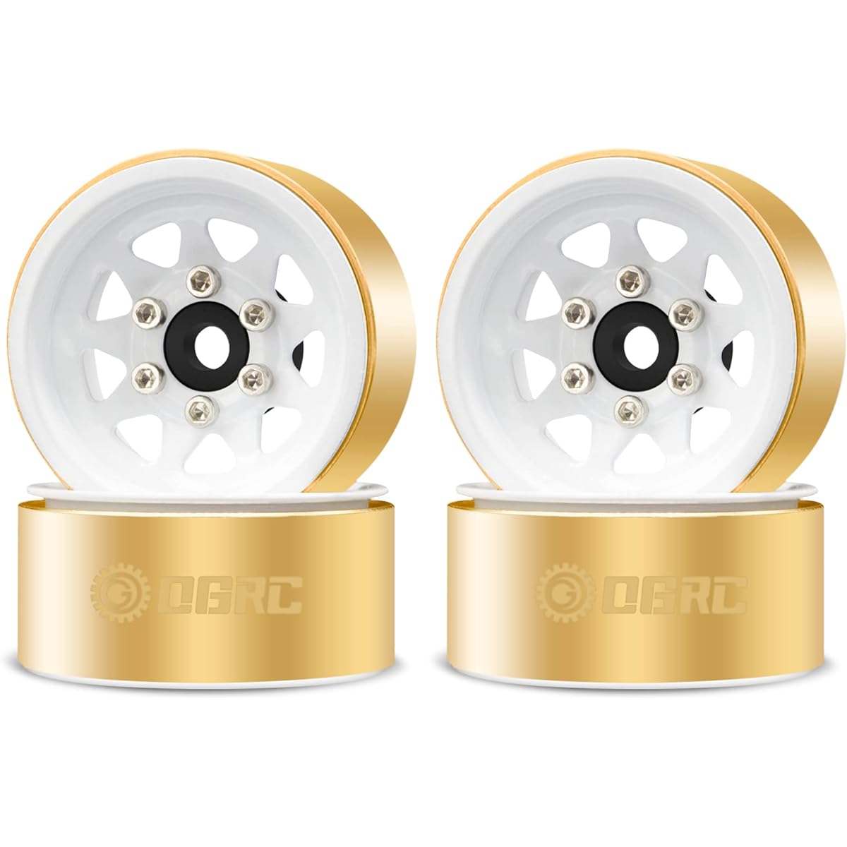 OGRC 1.0 RC Wheel Rim Deep Dish Wheel Rim with Brass Ring 1.0 Beadlock Wheel for 1/18 TRX4M 1/24 SCX24 C10 JLU Deadbolt Gladiator Bronco Crawler Car (White), ORC242W